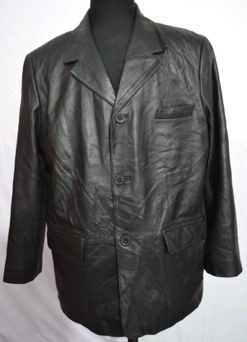 OAKWOOD Men’s Button Up Stylish Sheepskin Soft Leather Box jacket – (A44)