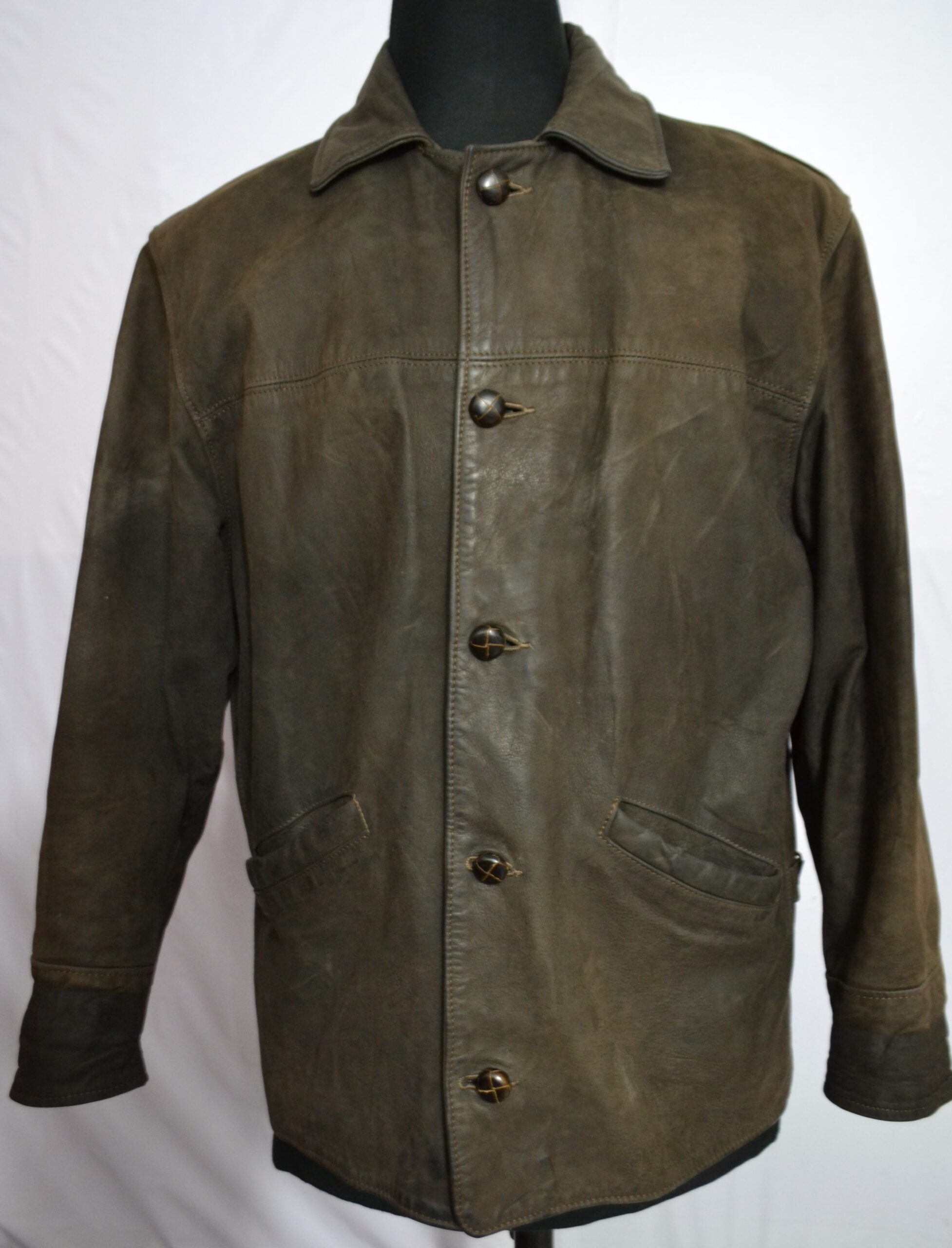 SCOTT Button Up Men’s Stylish Leather Jacket – Made in Italy (D6)