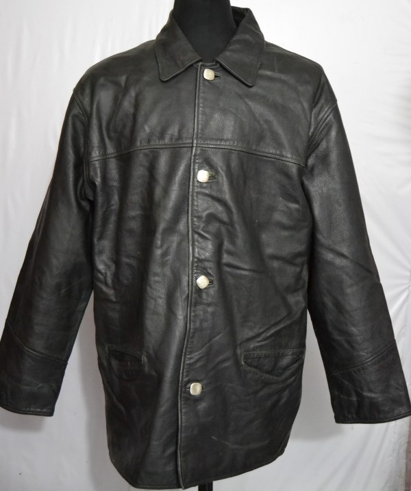 THE OLD HIDE HOUSE Men’s Button Up Thick Leather Box Jacket (P-48)