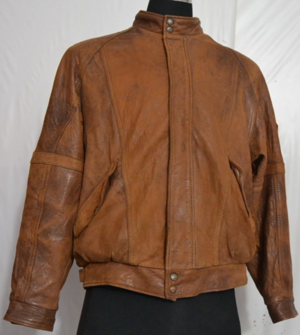 BIGL Men's Printed Liner Distressed Flight Bomber Leather Jacket - Made ...