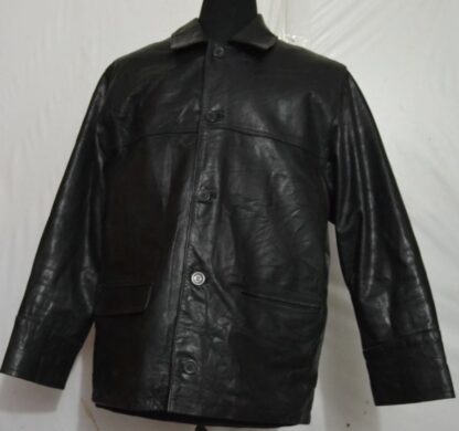 OAKWOOD Button Up Men's Thick Leather Box jacket with Zip Out Warm Liner (P-28)