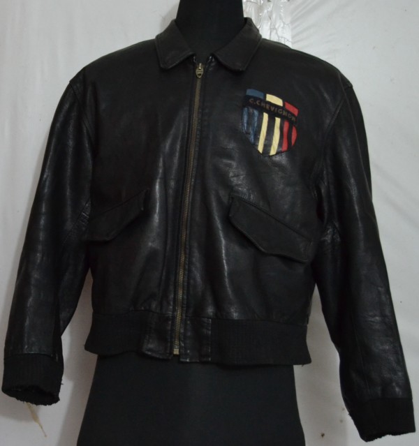 CHEVIGNON Men's Flight Bomber Leather Jacket - Made in France (R-O-25 ...