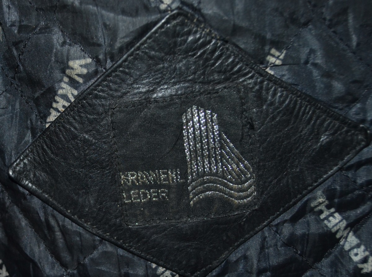 KRAWEHL LEDER Men's Motorcycle Leather Jacket With Writing on Back (T-16)