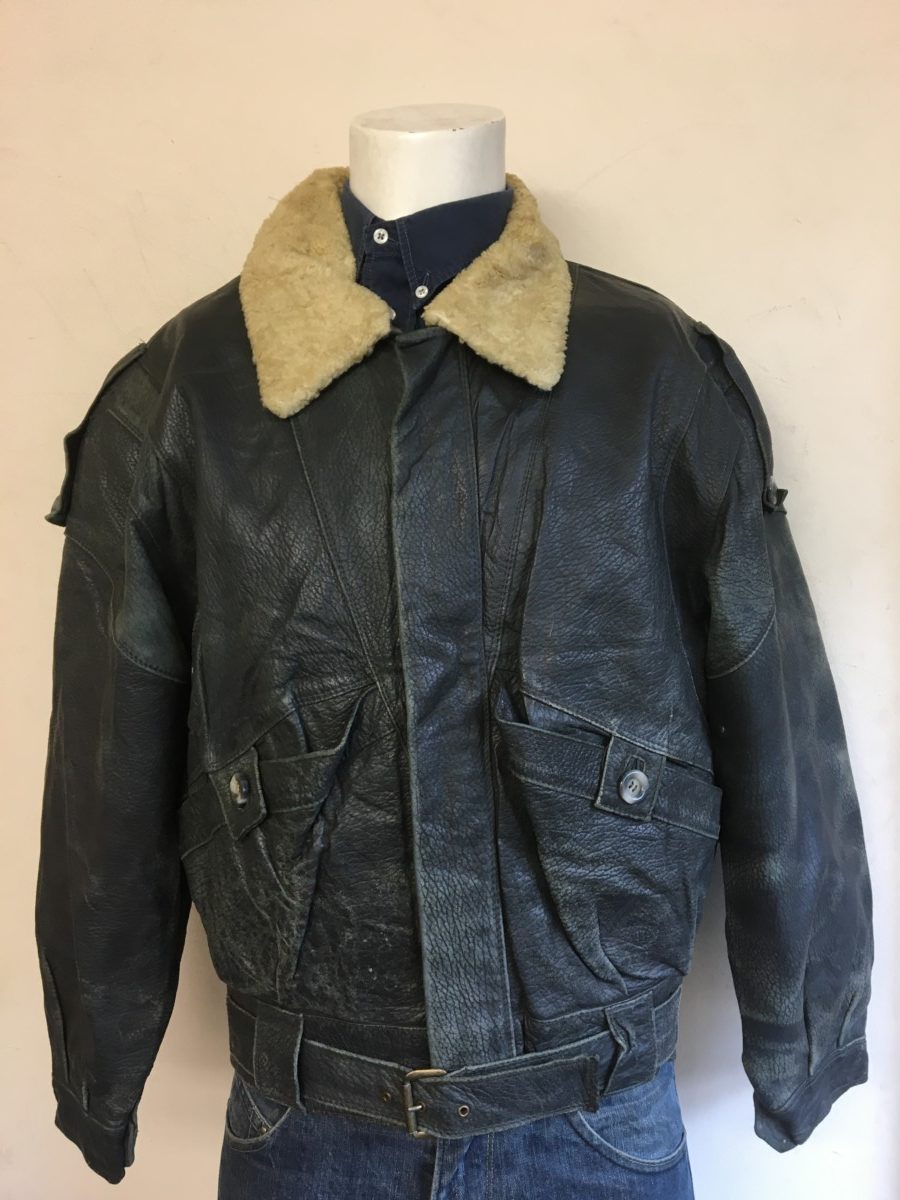 CONFEZIONI VERA PELLE Men’s Flying Leather Jacket With Faux Fur Collar ...