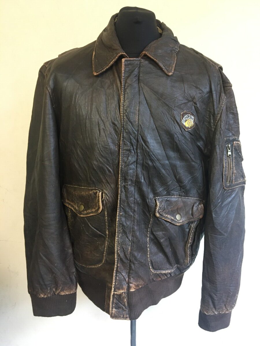 ARMA JEANS Men's French Pilot Bomber Leather Jacket (M-AO34)