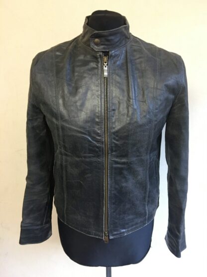 GAETANO D'ANGELO Men's Two Way Zipper Stylish Leather Jacket- Made In ITALY (M-AO66)