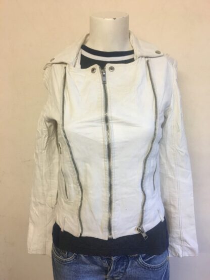 MANGO Women's Stylish Biker Leather Jacket (M-AP41)