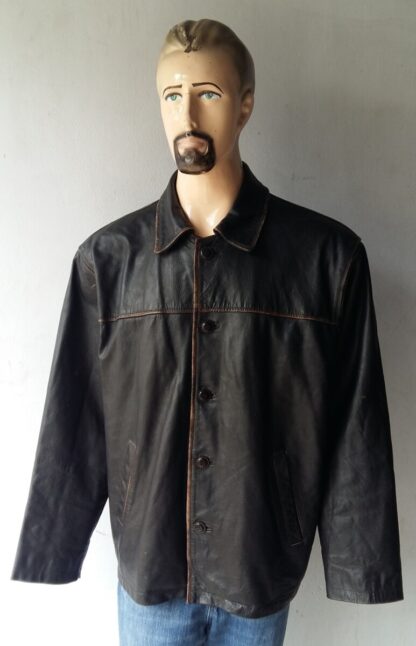 THE LAKE PILOT Men's Stylish Button Up Box Leather Jacket (M-E31)