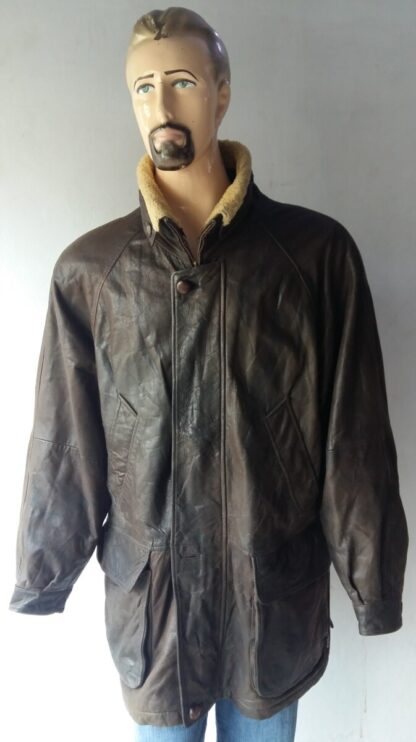 ZAPP BY LEATHER PALACE Men's Stylish Zip And Button Up Heavy Leather Jacket With Faux Fur Collar (O-D11)