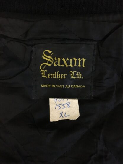 SAXON Men's Varsity Bomber Jacket With Leather Sleeves (M-AQ18) - Image 2