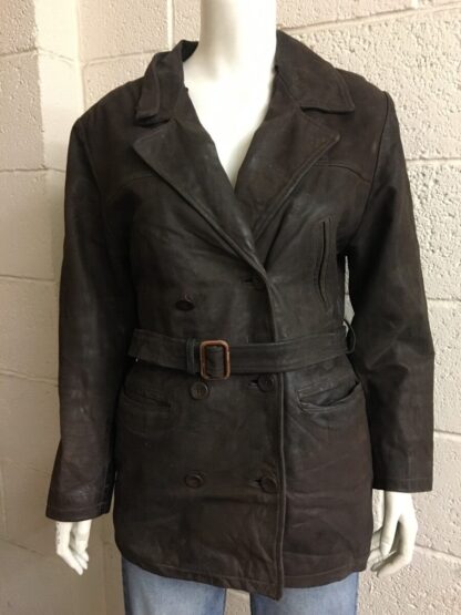 REDSKINS Women's Double Breasted Stylish Leather Jacket- With Belt (M-V51)