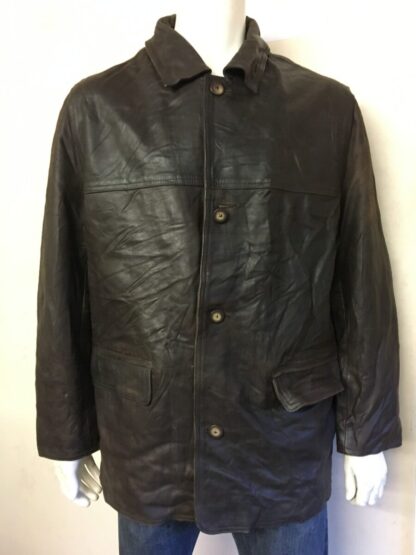 REDSKINS Men's Button Up Box Style Leather Jacket (M-AG19)