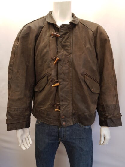 REDSKINS Men's Stylish Heavy Leather Jacket With Plastic Horn Buttons (F-AD50)