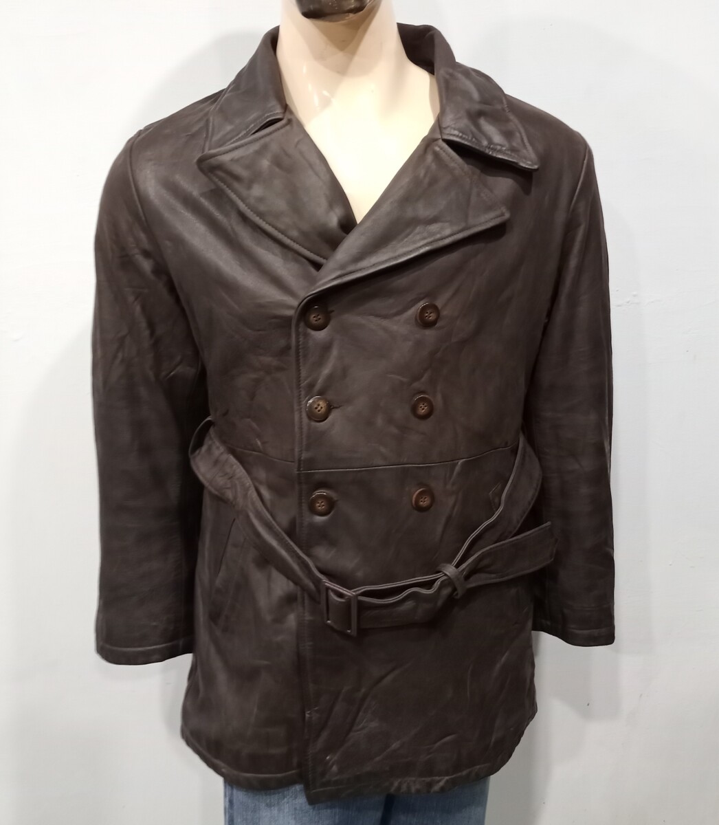 SERGE HERVET Men's Double Breasted Stylish Heavy Leather Jacket (M-M2)