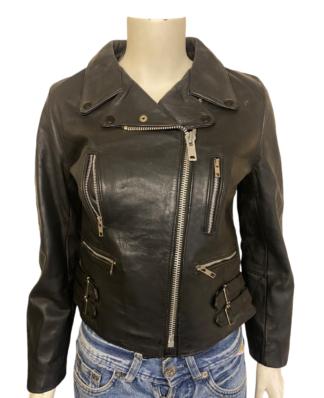 DRAG SPECIALTIES Women's Cafe Racer Motorcycle Leather Jacket (M-A34)
