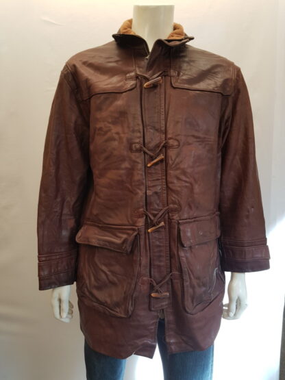 REDSKINS Men's Type B32 Stylish Heavy Leather Jacket With Horn Buttons (F-AH10)