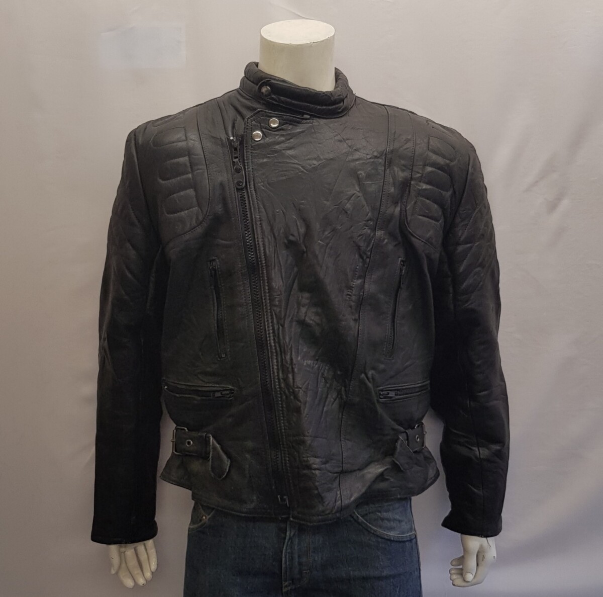 BUFFALO Men's Cafe Racer Motorcycle Stylish Heavy Leather Jacket (M-T56)