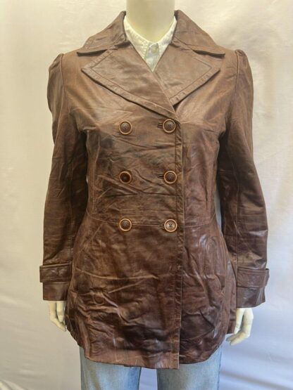 REDSKINS Women's Double Breasted Stylish Heavy Leather Jacket (M-K28)
