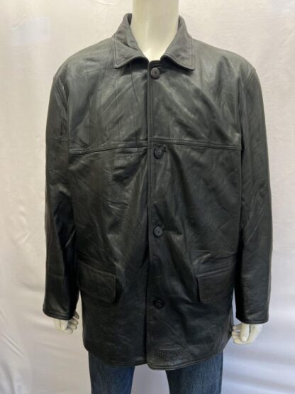 REDSKINS Men's Button Up Box Style Heavy Leather Jacket With Zip Out Warm Liner (M-AA35)