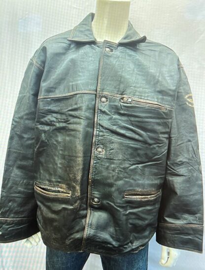 PALL MALL Men's Box Style Button Up Heavy Leather Jacket (M-A37)