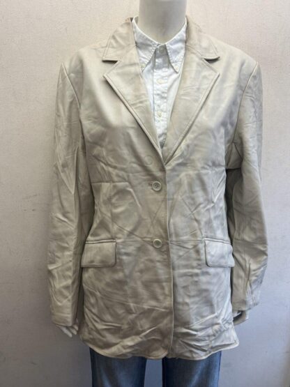 PAMELA MCCOY Women's Button Up Blazer Style Leather Jacket (M-H32)