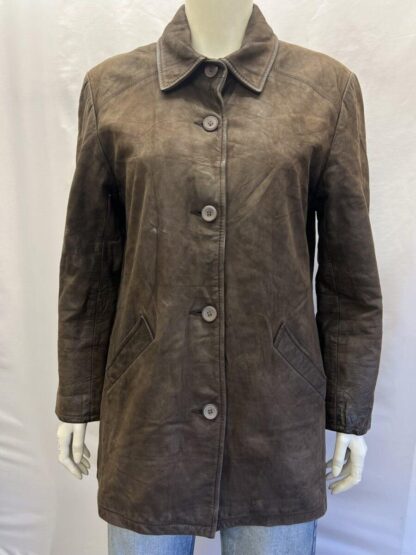 OAKWOOD Women's Button Up Box Style Leather Jacket (M-AD11)
