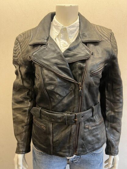 MODEKA Women's Stylish Belted Cruiser Motorcycle Leather Jacket (M-B38)