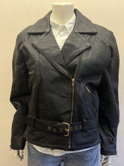 OREX Women's Stylish Belted Cruiser Motorcycle Heavy Leather Jacket (M-N28)