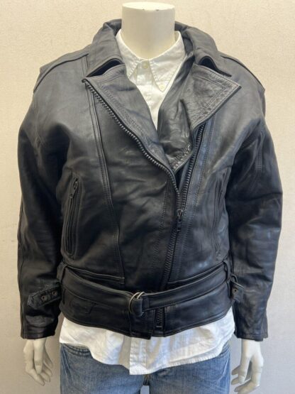 Women's Stylish Belted Cruiser Motorcycle Heavy Leather Jacket (M-M35)