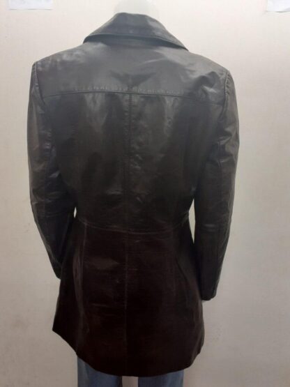 REDSKINS Women's Button Up Stylish Long Leather Jacket (M-E3) - Image 3