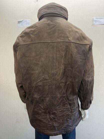 CHEVIGNON Men's Zip & Button Up Box Style Heavy Leather Jacket With Concealed Hood (M-I8) - Image 3
