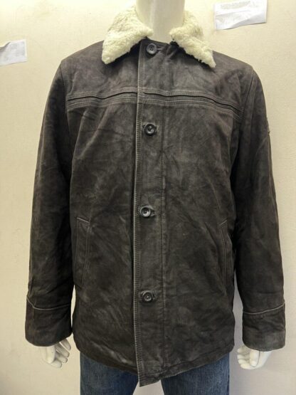 LION VANGUARD Men's Stylish Heavy Leather Jacket With Zip Out Sherpa Collar (M-O34)