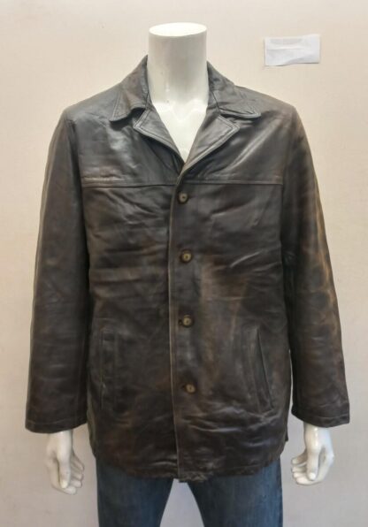 REDSKIN Men's Button Up Blazer Style Leather Jacket (H-C1)