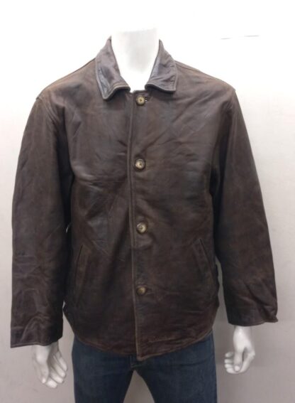 REDSKIN Men's Button Up Box Heavy Leather Jacket (M-Y20)