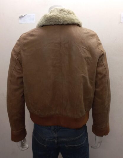 SAKI PULS Men's Stylish Bomber Leather Jacket With Removable Sherpa Collar (M-AF42) - Image 3