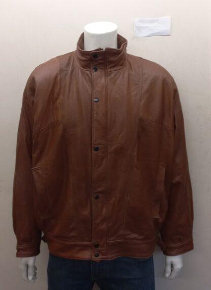 NORDIC ELG Men's OPTI Main Zipper Stylish Leather Jacket With Map Printed Liner- (H-W47)