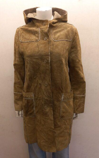 GAP Women's Button Up Hooded Sherpa Liner Stylish Leather Jacket (M-AG25)