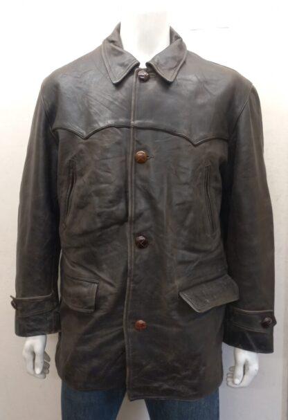 REDSKIN Men's Button Up Stylish Heavy Leather Jacket (M-J60)